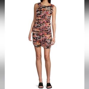 C&V Chelsea & Violet
Shirred Tropical Floral Print Mesh Dress